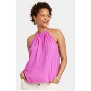 Knox Rose Magenta Woven Halter Tank Top